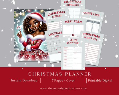 Festive Christmas Planner - 7 Printable Pages + Cover for Stress-Free Holiday Planning